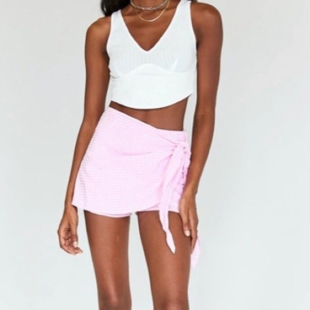 Princess Polly Kyla Pink Gingham Tie Waist Skort US Size 4